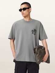AllSaints Grey Orlando Short Sleeve Crew Neck T-Shirt - Image 4 of 9