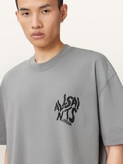 AllSaints Grey Orlando Short Sleeve Crew Neck T-Shirt - Image 6 of 9