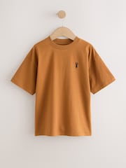 Grey/Black/Khaki Green/Tan Brown Short Sleeve Stag Embroidered T-Shirts 4 Pack (3-16yrs) - Image 3 of 8