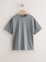 Grey/Black/Khaki Green/Tan Brown Short Sleeve Stag Embroidered T-Shirts 4 Pack (3-16yrs) - Image 5 of 8