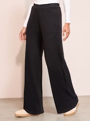 Friends Like These Black Cosy Ribbed Wide Leg Trousers - Image 3 of 4