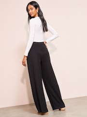 Friends Like These Black Cosy Ribbed Wide Leg Trousers - Image 4 of 4