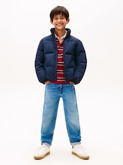 Tommy Hilfiger Blue Back Flag Logo Puffer Jacket - Image 1 of 3