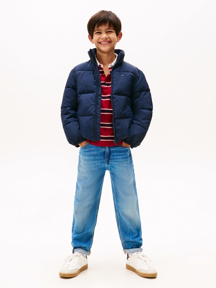 Tommy Hilfiger Blue Back Flag Logo Puffer Jacket - Image 1 of 3 Tommy Hilfiger Blue Back Flag Logo Puffer Jacket - Image 1 of 3