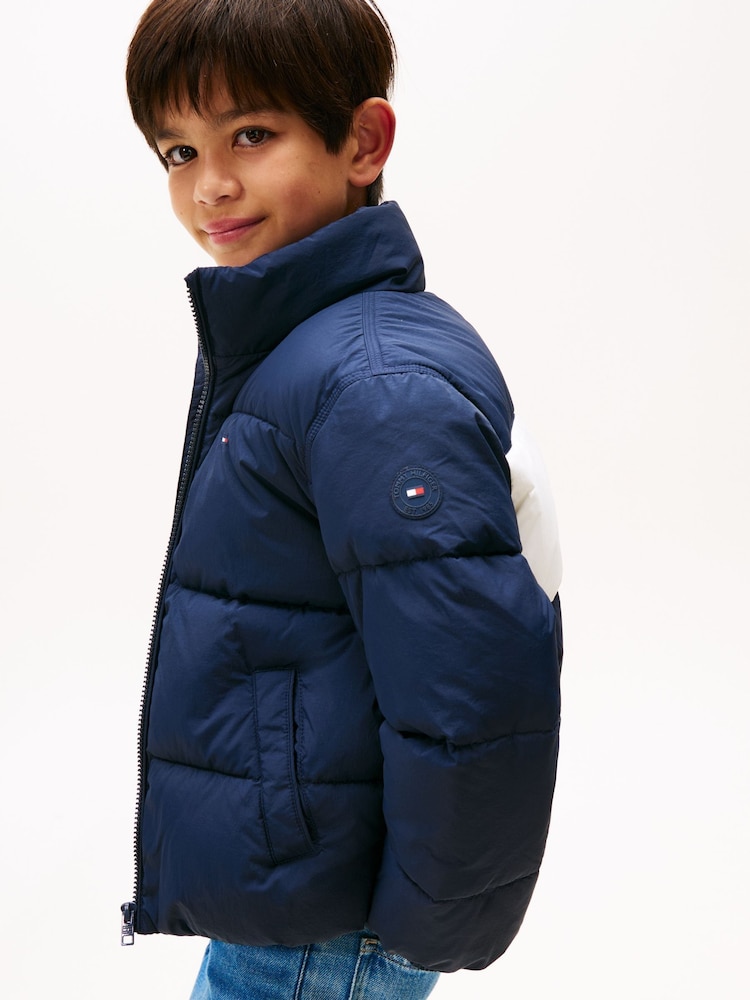 Tommy Hilfiger Blue Back Flag Logo Puffer Jacket - Image 2 of 3 Tommy Hilfiger Blue Back Flag Logo Puffer Jacket - Image 2 of 3