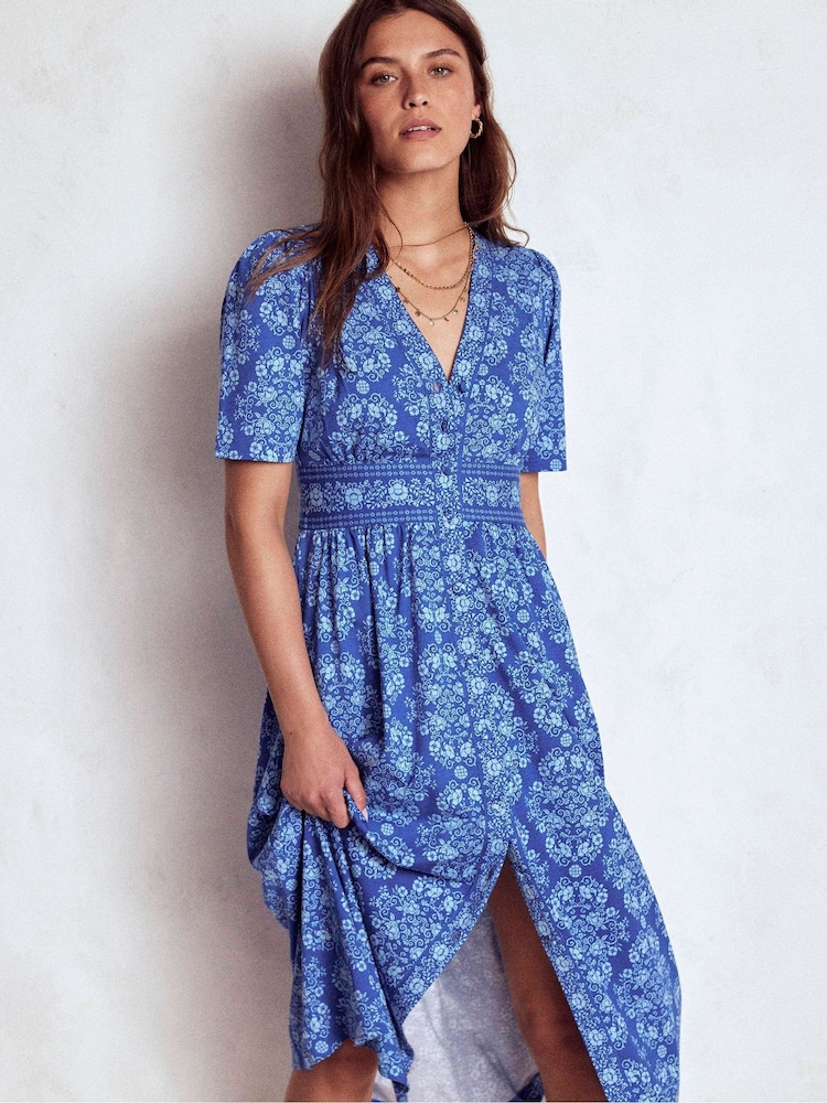 Boden Blue Natalia Jersey Tea Dress - Image 2 of 5 Boden Blue Natalia Jersey Tea Dress - Image 2 of 5