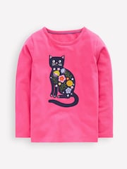 Boden Pink Long Sleeve Appliqué T-Shirt - Image 1 of 3