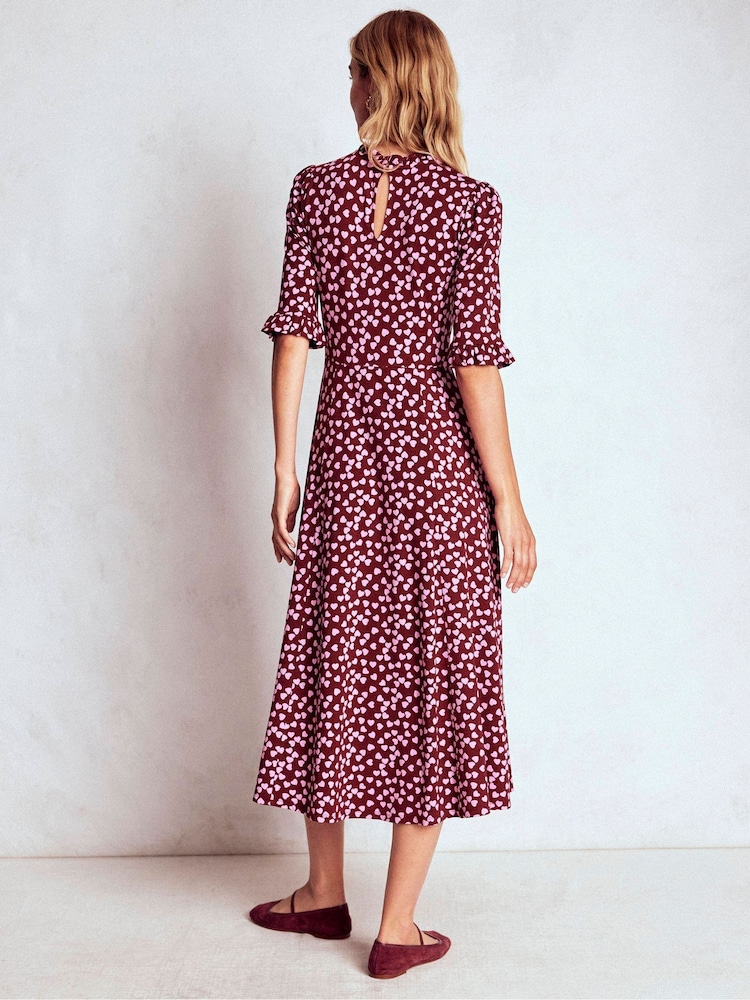Boden Brown Ruffle Seamed Midi Dress - Image 2 of 4