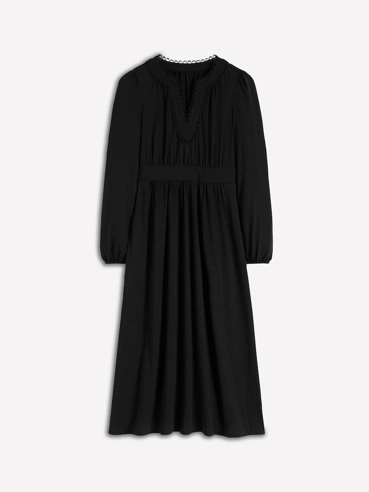Boden Black Maddie Picot Trim Midi Dress - Image 5 of 5 Boden Black Maddie Picot Trim Midi Dress - Image 5 of 5