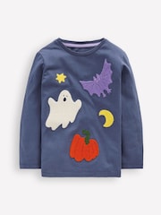 Boden Blue Long Sleeve Bouclé T-Shirt - Image 1 of 3