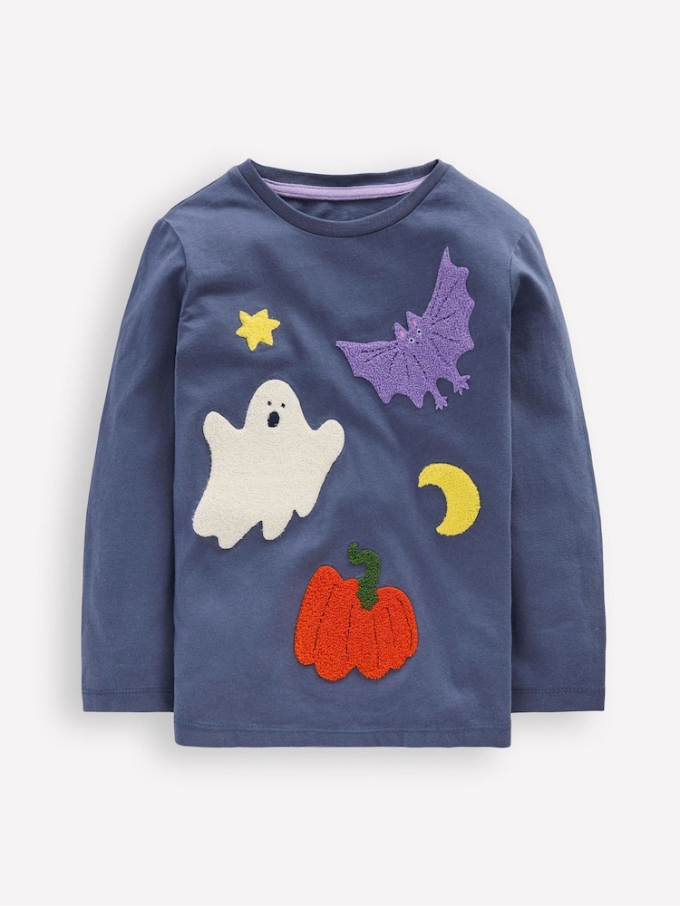 Boden Blue Long Sleeve Bouclé T-Shirt - Image 1 of 3