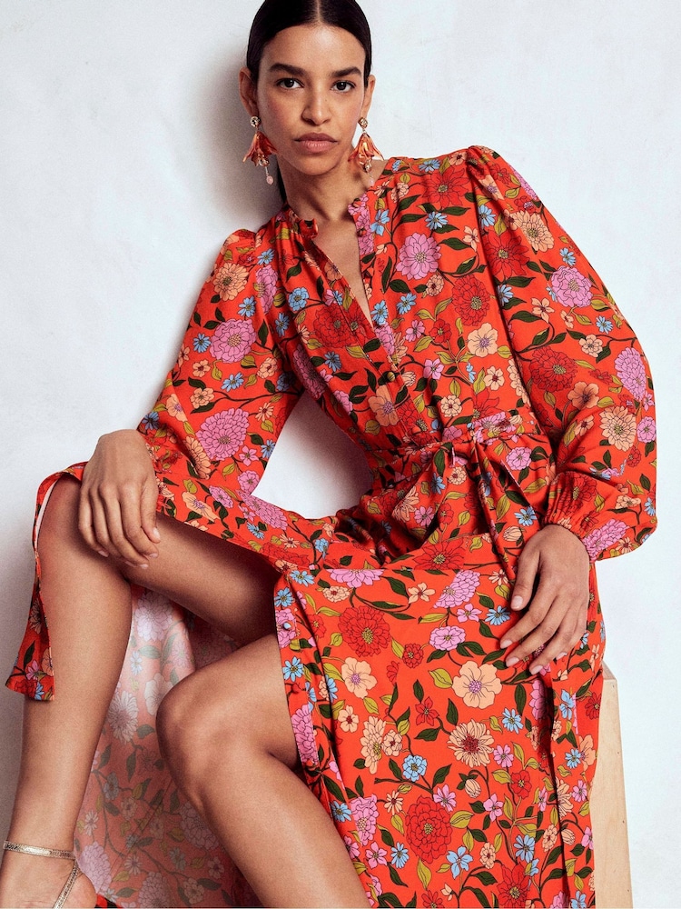 Boden Orange Mae Maxi Shirt Dress - Image 2 of 7 Boden Orange Mae Maxi Shirt Dress - Image 2 of 7