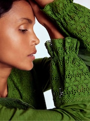 Boden Green Pippa Broderie Jersey Blouse - Image 2 of 5
