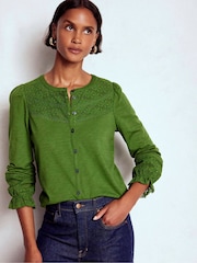 Boden Green Pippa Broderie Jersey Blouse - Image 3 of 5