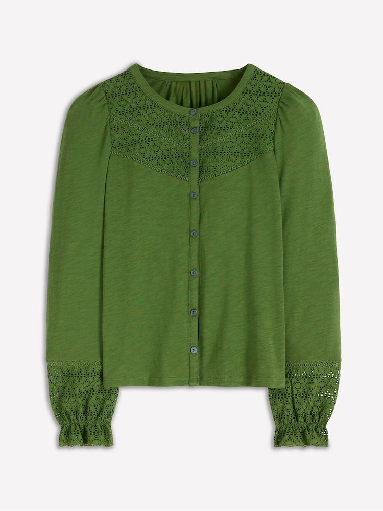 Boden Green Pippa Broderie Jersey Blouse - Image 5 of 5