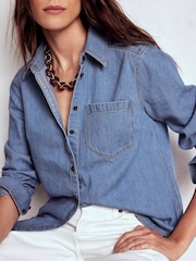Boden Blue Lightweight Denim Shirt - Image 4 of 5