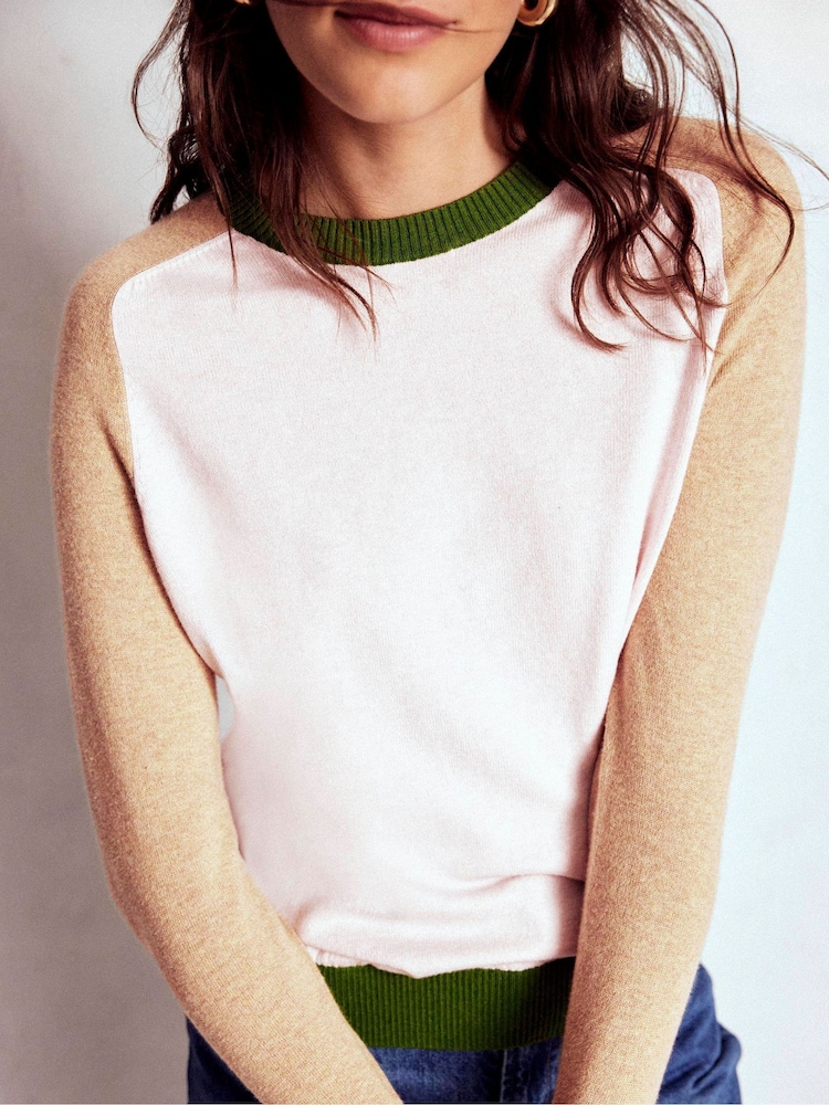 Boden Pink Meg Saddle Sleeve Jumper - Image 1 of 5 Boden Pink Meg Saddle Sleeve Jumper - Image 1 of 5