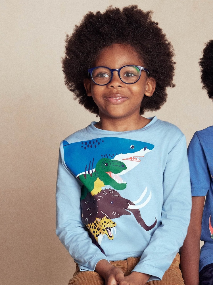 Boden Blue Long Sleeve Printed T-Shirt - Image 1 of 4 Boden Blue Long Sleeve Printed T-Shirt - Image 1 of 4