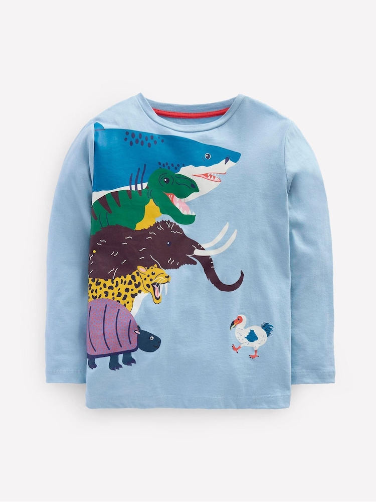 Boden Blue Long Sleeve Printed T-Shirt - Image 2 of 4 Boden Blue Long Sleeve Printed T-Shirt - Image 2 of 4