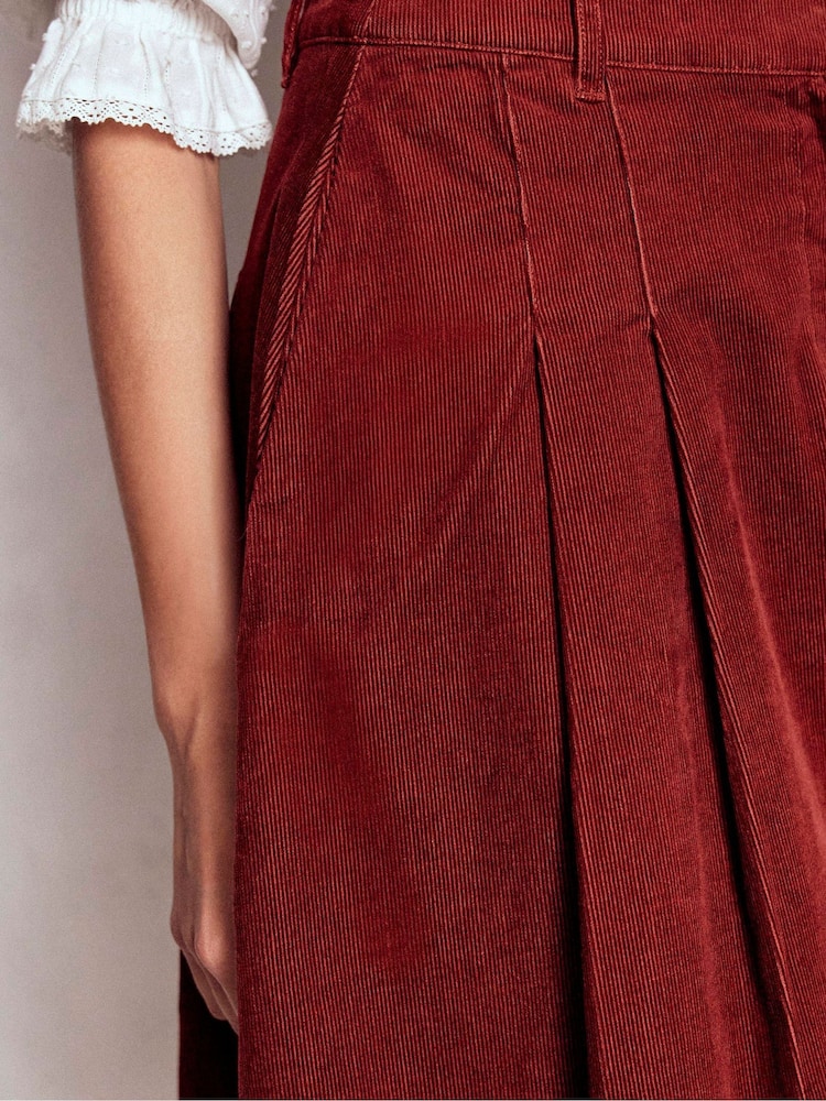 Boden Brown Pleated Cord Skirt - Image 2 of 5