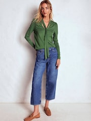 Boden Green Tie Neck Supersoft Blouse - Image 1 of 4