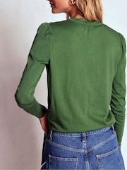 Boden Green Tie Neck Supersoft Blouse - Image 3 of 4