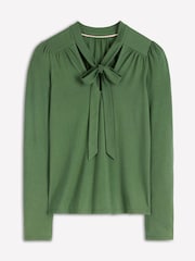 Boden Green Tie Neck Supersoft Blouse - Image 4 of 4