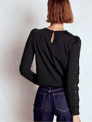 Boden Black Scarlett Broderie Trim Blouse - Image 3 of 5
