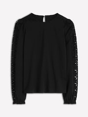 Boden Black Scarlett Broderie Trim Blouse - Image 5 of 5