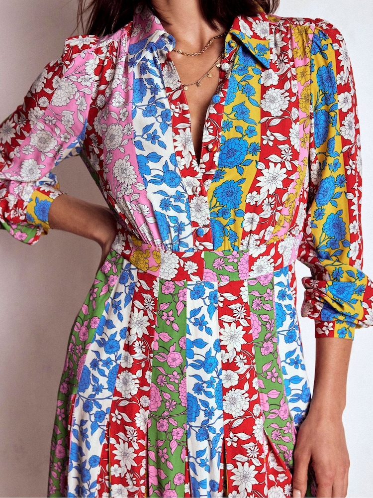 Boden Blue Pleat Skirt Shirt Dress - Image 2 of 5
