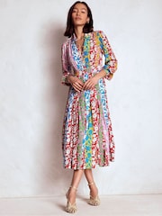 Boden Blue Pleat Skirt Shirt Dress - Image 4 of 5
