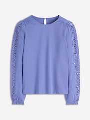 Boden Blue Scarlett Broderie Trim Blouse - Image 4 of 4
