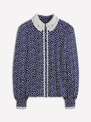 Boden Blue Lace Collar Blouse - Image 5 of 5