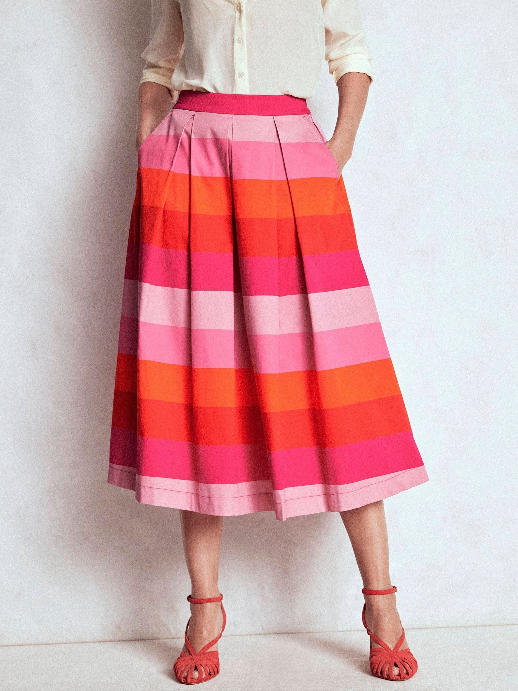 Buy Boden Pink Verity Cotton Midi Skirt from Next USA