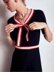 Boden Blue Tipped Bow Dress - Image 2 of 6