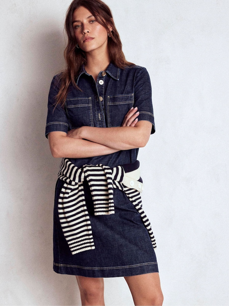 Boden Blue Zia Denim Shift Dress - Image 2 of 6 Boden Blue Zia Denim Shift Dress - Image 2 of 6