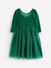 Boden Green Velour Tulle Appliqué Dress - Image 2 of 3