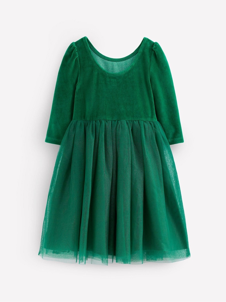 Boden Green Velour Tulle Appliqué Dress - Image 2 of 3 Boden Green Velour Tulle Appliqué Dress - Image 2 of 3