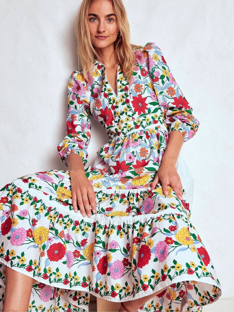 Boden Green Cotton Midi Dress - Image 2 of 6 Boden Green Cotton Midi Dress - Image 2 of 6