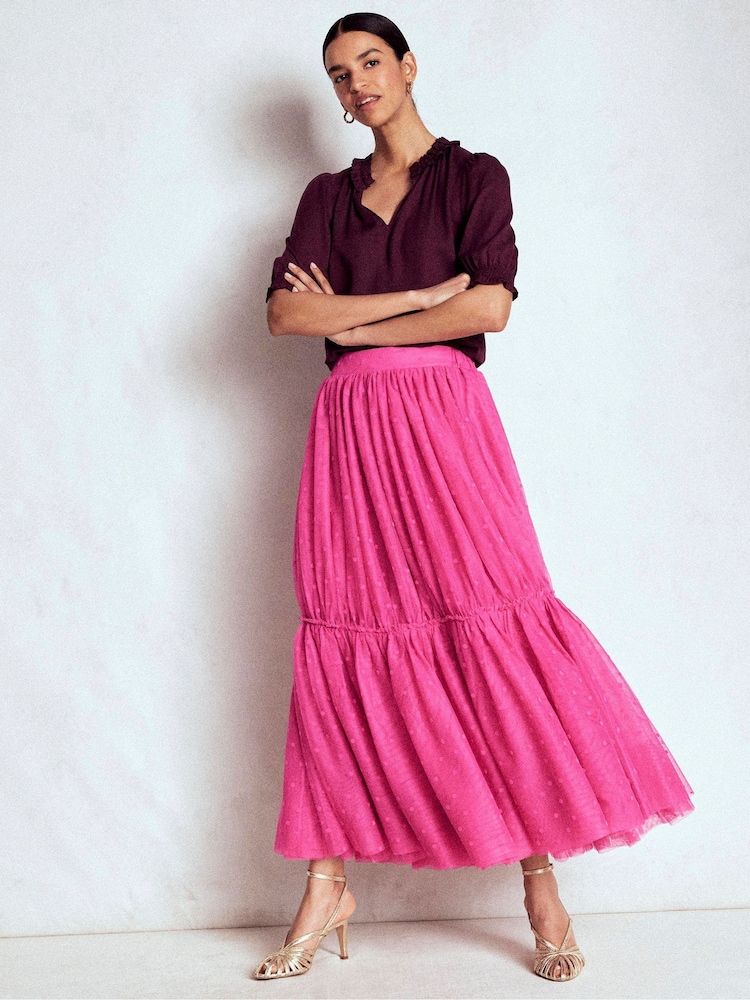 Boden Pink Anna Tulle Midi Skirt - Image 1 of 6 Boden Pink Anna Tulle Midi Skirt - Image 1 of 6