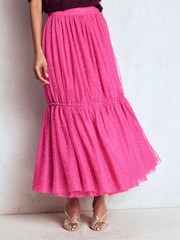 Boden Pink Anna Tulle Midi Skirt - Image 4 of 6