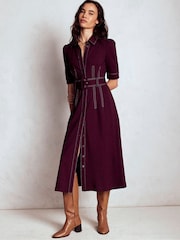 Boden Purple Anita Ponte Shirt Dress - Image 1 of 6