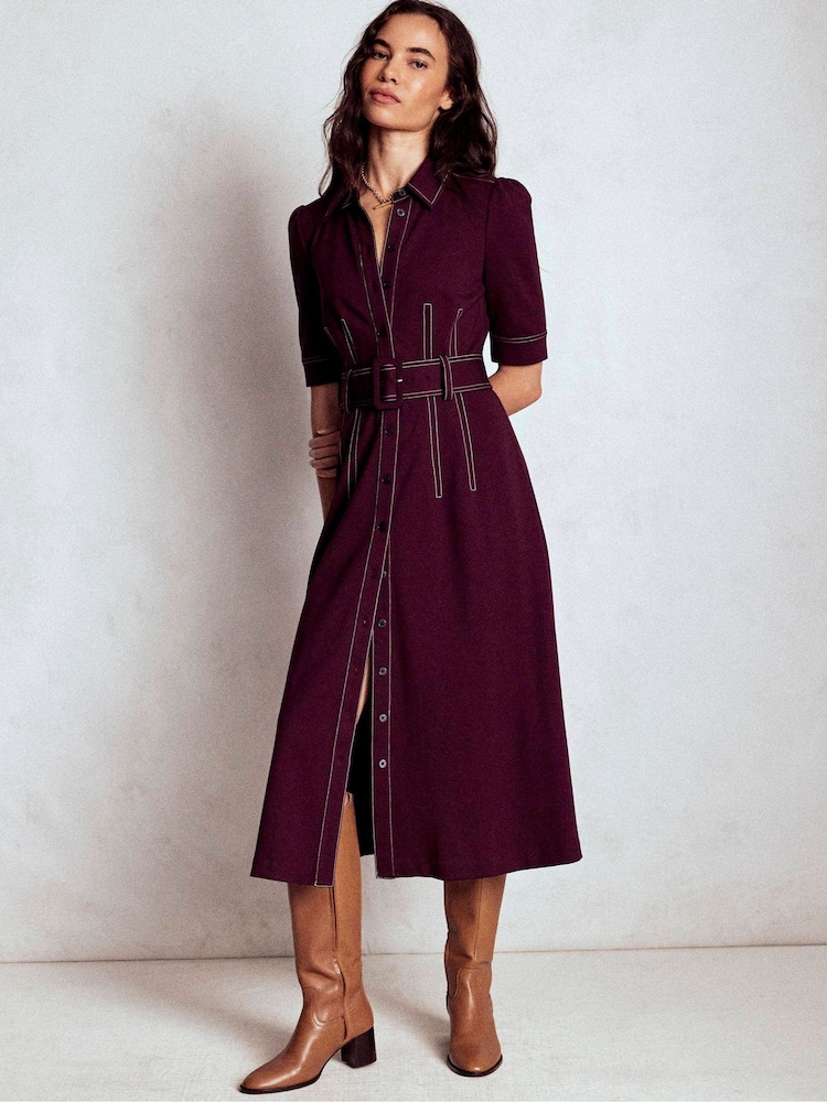Boden Purple Anita Ponte Shirt Dress - Image 1 of 6 Boden Purple Anita Ponte Shirt Dress - Image 1 of 6
