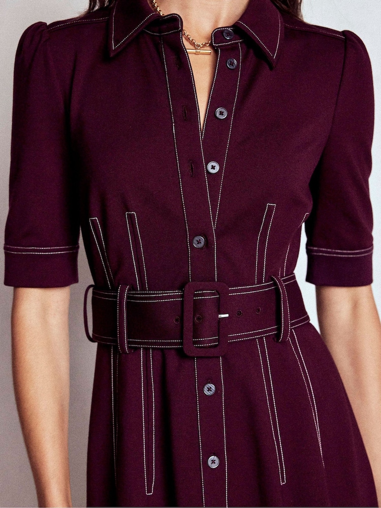 Boden Purple Anita Ponte Shirt Dress - Image 2 of 6 Boden Purple Anita Ponte Shirt Dress - Image 2 of 6