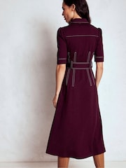 Boden Purple Anita Ponte Shirt Dress - Image 3 of 6