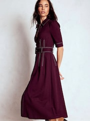 Boden Purple Anita Ponte Shirt Dress - Image 5 of 6
