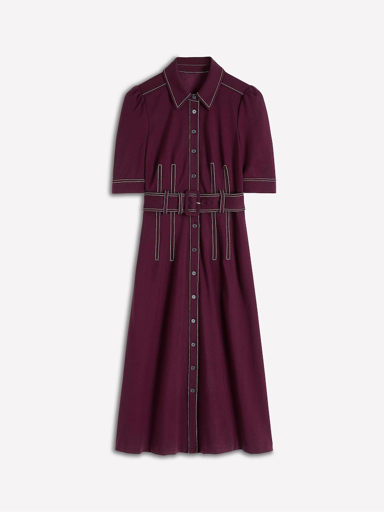 Boden Purple Anita Ponte Shirt Dress - Image 6 of 6 Boden Purple Anita Ponte Shirt Dress - Image 6 of 6
