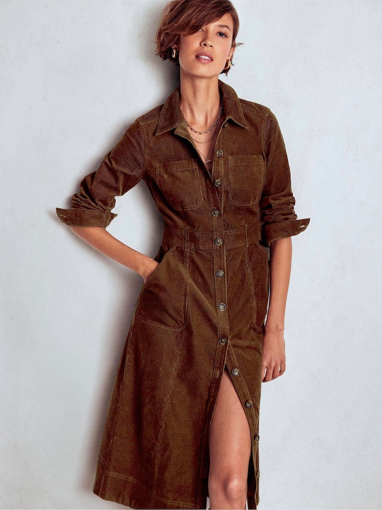 Boden Brown Amanda Cord Midi Dress - Image 1 of 5 Boden Brown Amanda Cord Midi Dress - Image 1 of 5