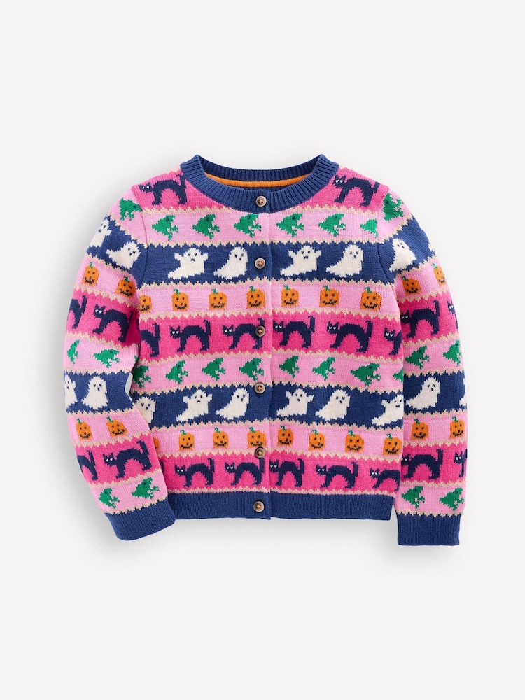 Boden Pink Edie Fair Isle Cardigan - Image 1 of 3