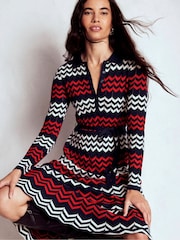 Boden Blue Chevron Stitch Midi Dress - Image 1 of 5